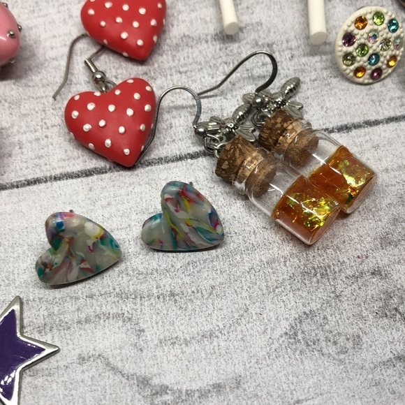 Huge bundle colorful vibrant fun funky boho earrings lot 16 whimsy pop of color. - Picture 13 of 14